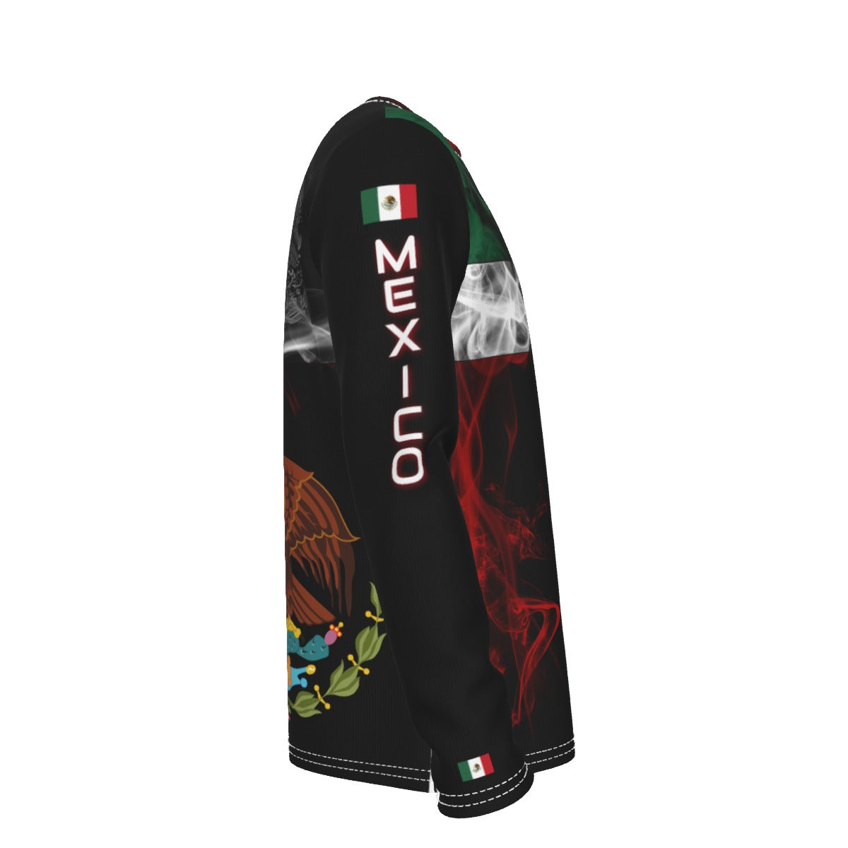 Camiseta de México de Manga Larga Premium con Diseño de Escudo y Bandera de Humo