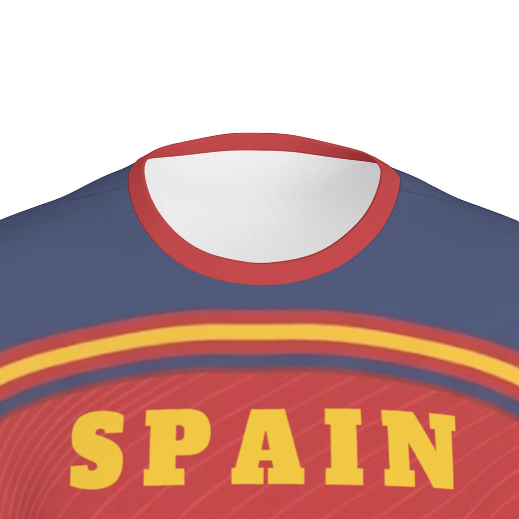 Camiseta Deportiva de España con Diseño de Líneas Onduladas y Ajuste Premium