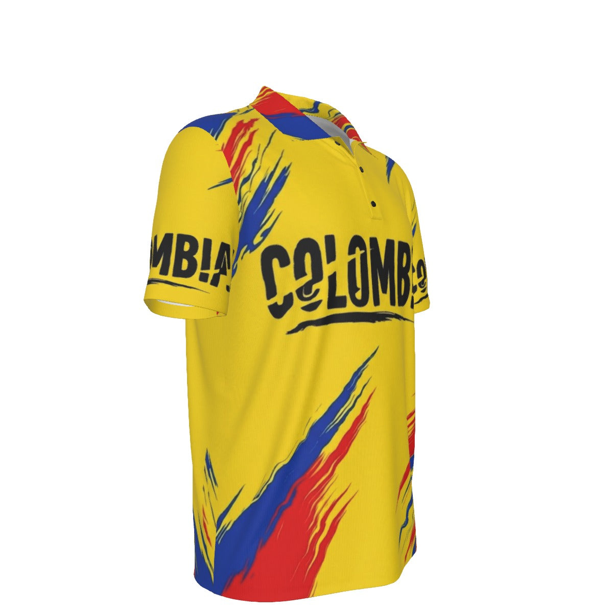Camisa Tipo Polo de Colombia Deportiva Premium con Diseño de Pinceladas Tricolor