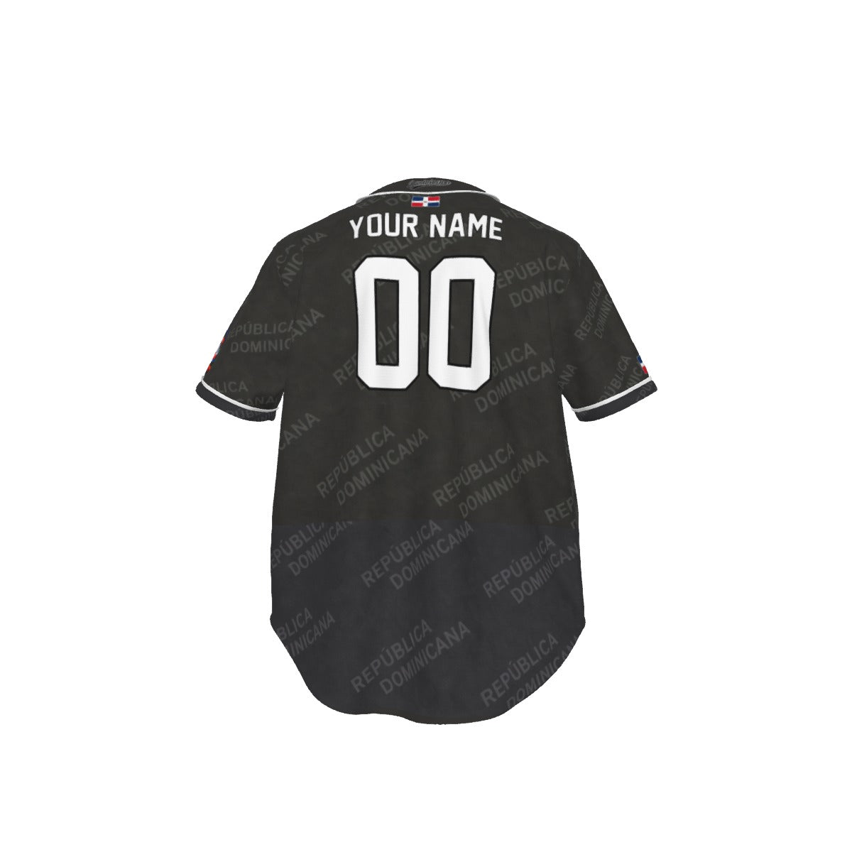 Camiseta Baseball Tipo Jersey Dominicana Negra Personalizable con Nombre y Número