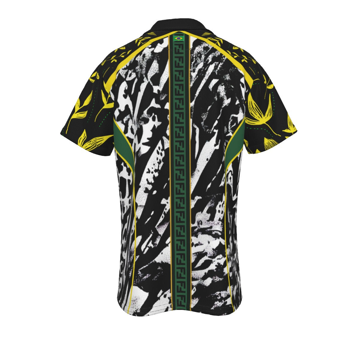 Polo Brasil negro moderno con detalles verde y amarillo | Camisa deportiva elegante estilo urbano