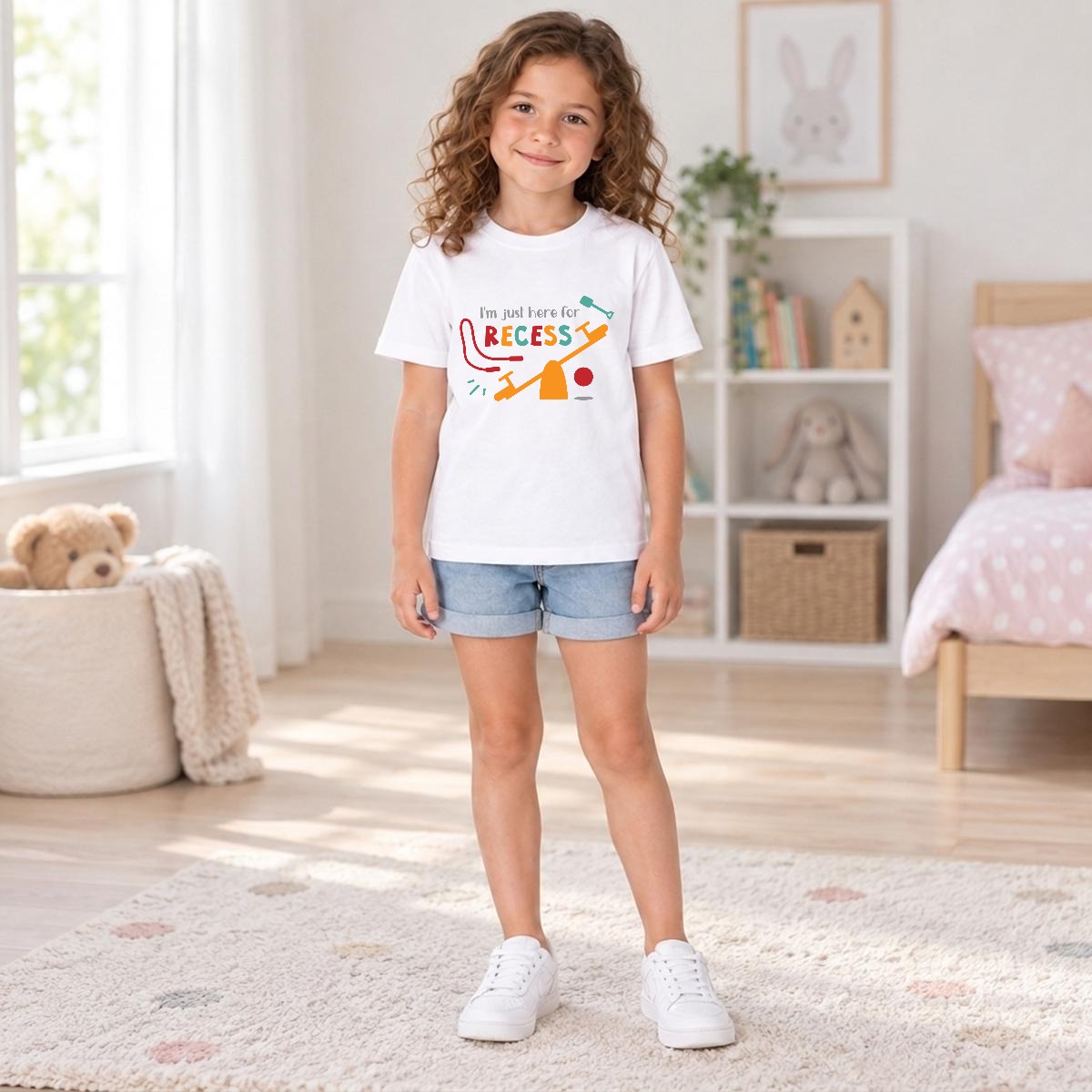 Camiseta Infantil 'I'm Just Here For Recess'