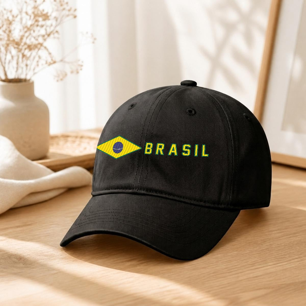 Gorra de Brasil Bordada Premium Estilo Casual Ajustable de Algodón