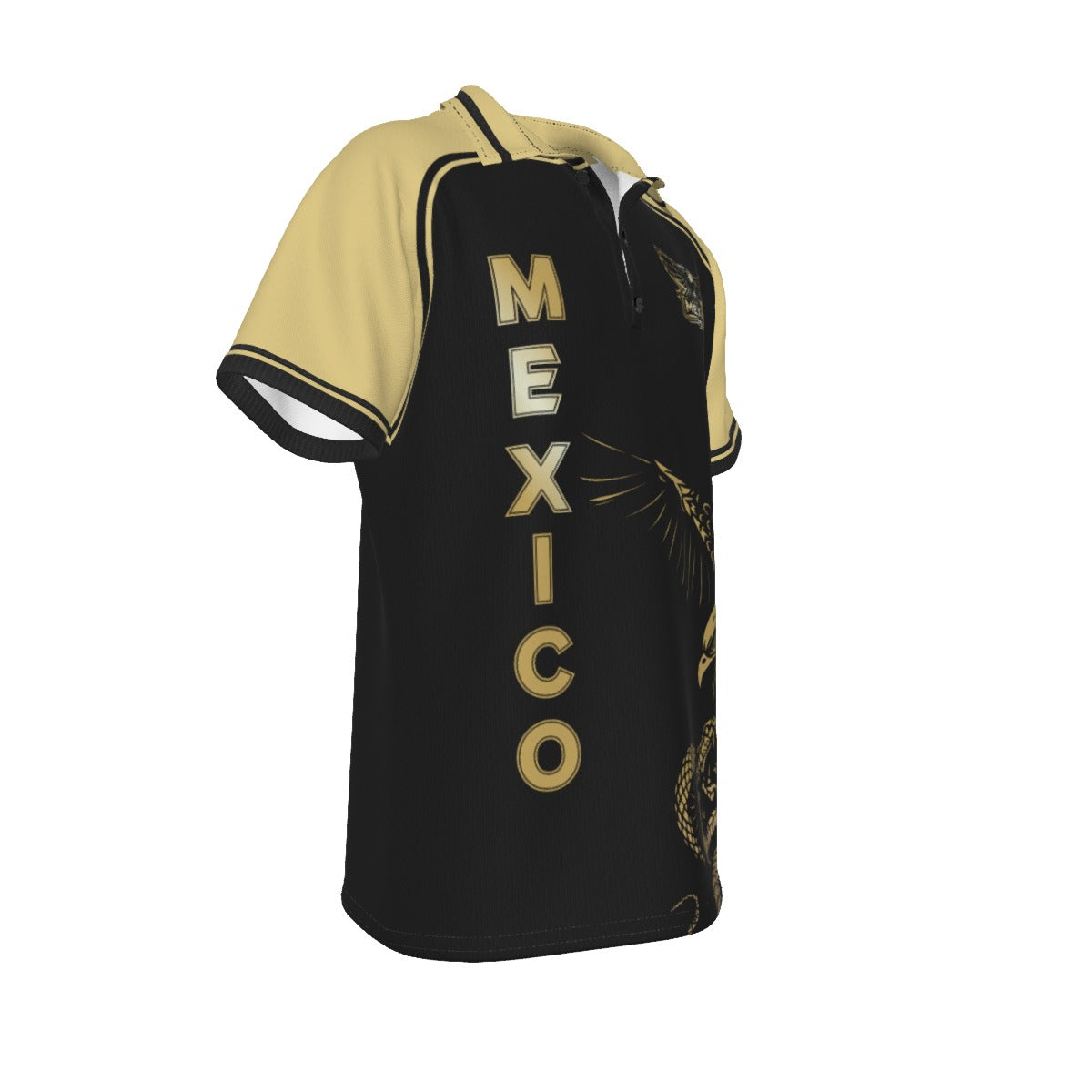 Título Polo México águila y serpiente dorado | Camisa elegante negra mexico