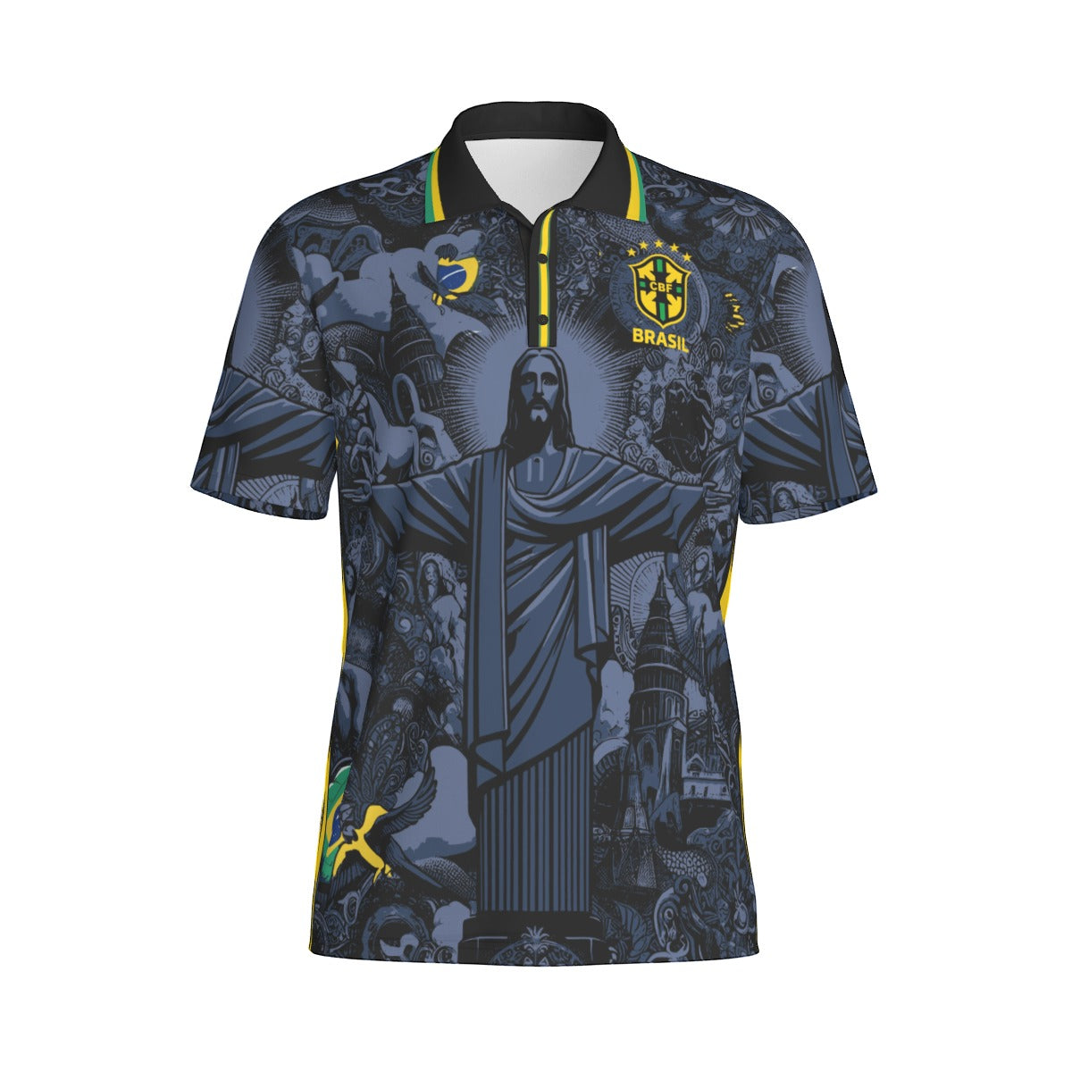 Camiseta Tipo Polo Brasil Streetwear – Cristo Redentor Urbano (Hombre)