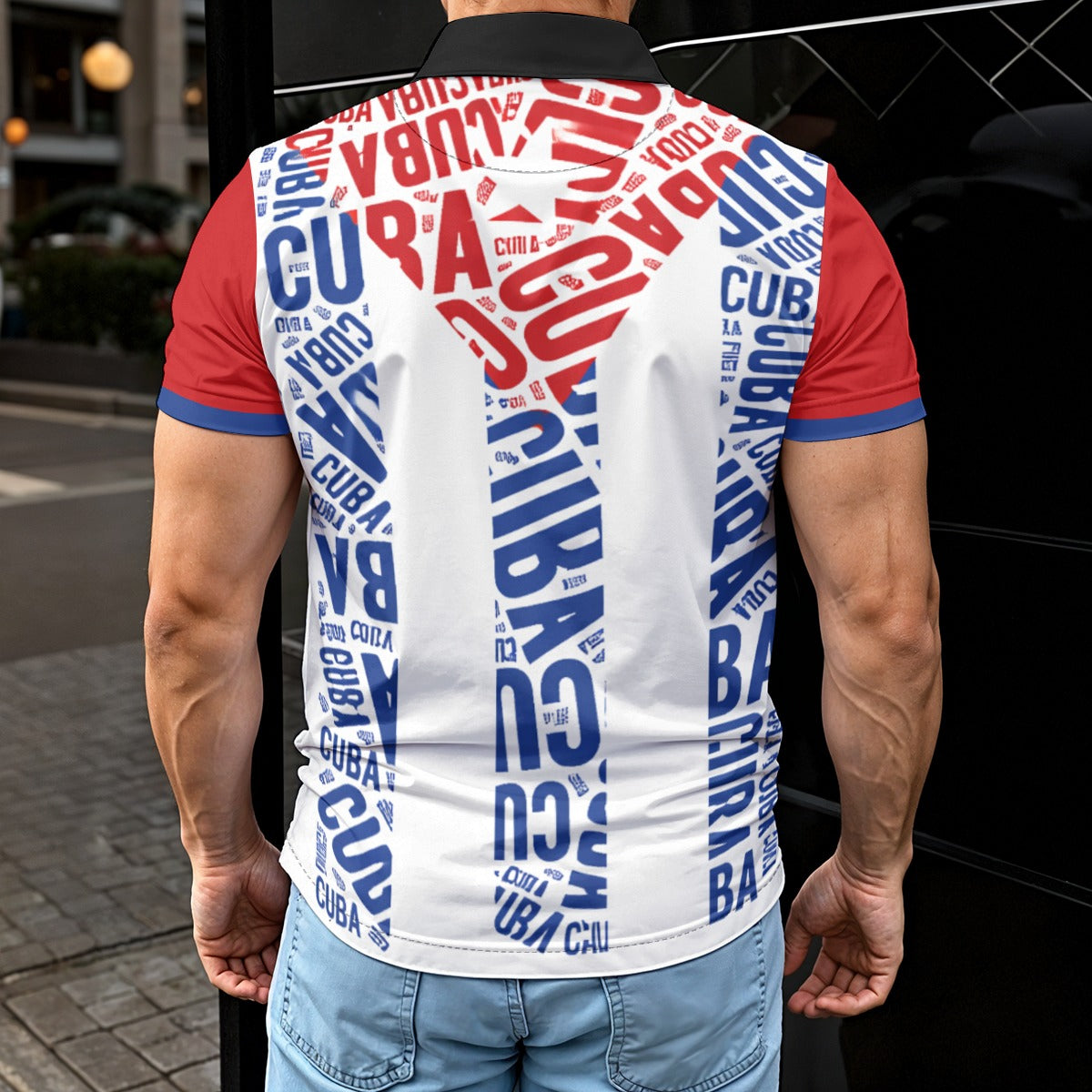 Polo Cuba estilo bandera tipográfico elegante para hombre