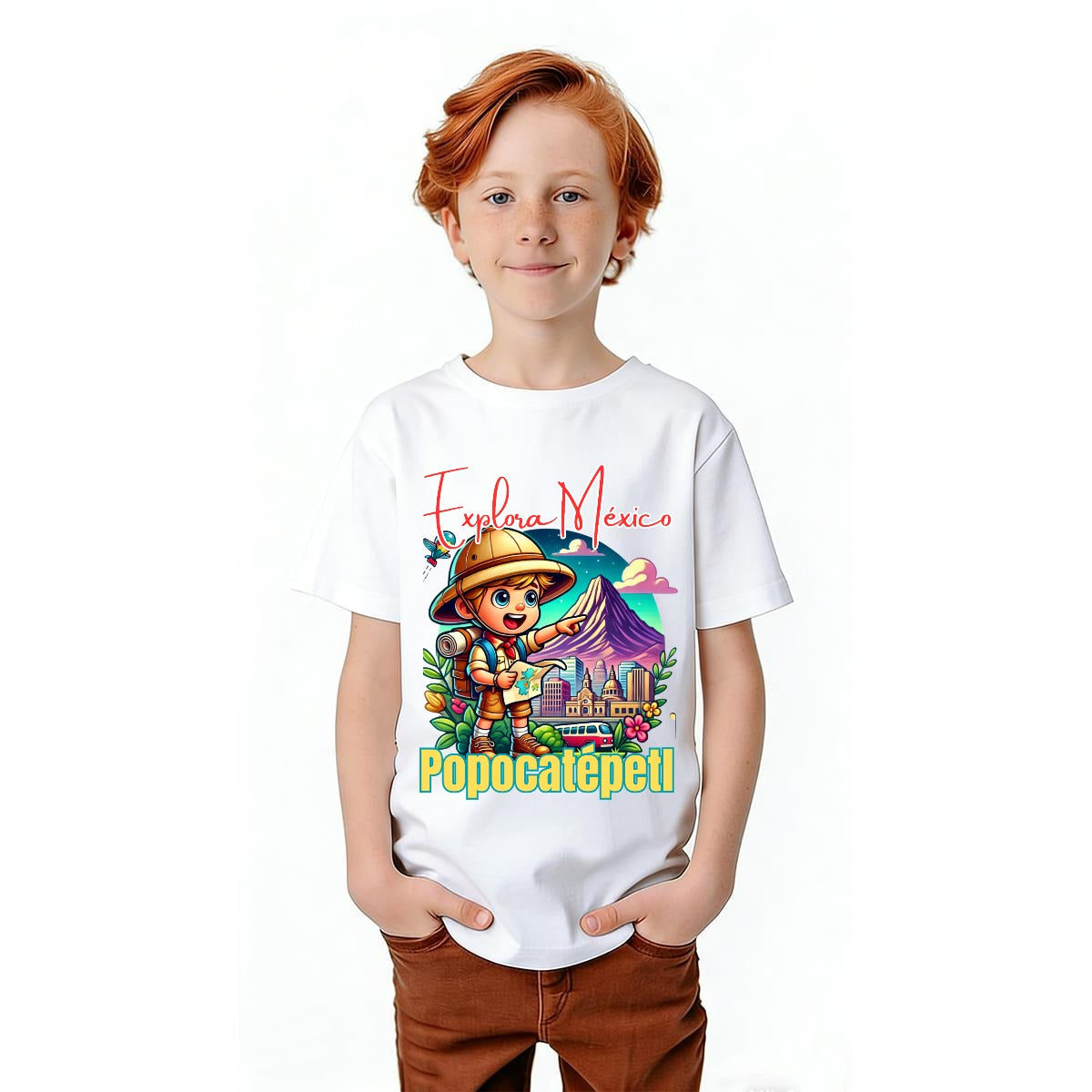 Camiseta Infantil Explora México Popocatépetl Diseño Infantil