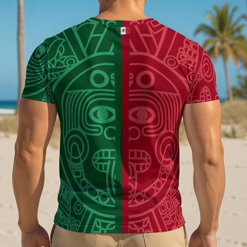 Camisa México con Cuello en V Patrones Prehispánicos Aztecas