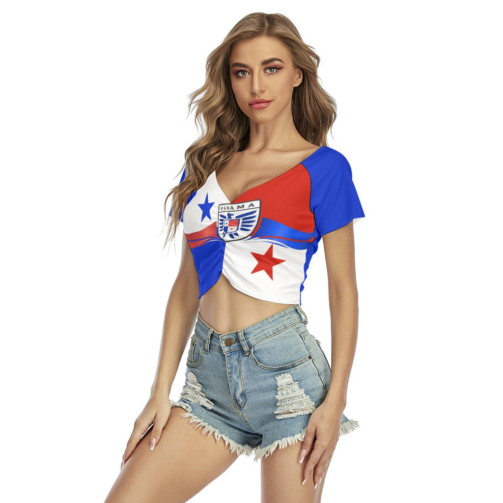 Top Cropped Sexy Panamá para Mujer con Escote en V