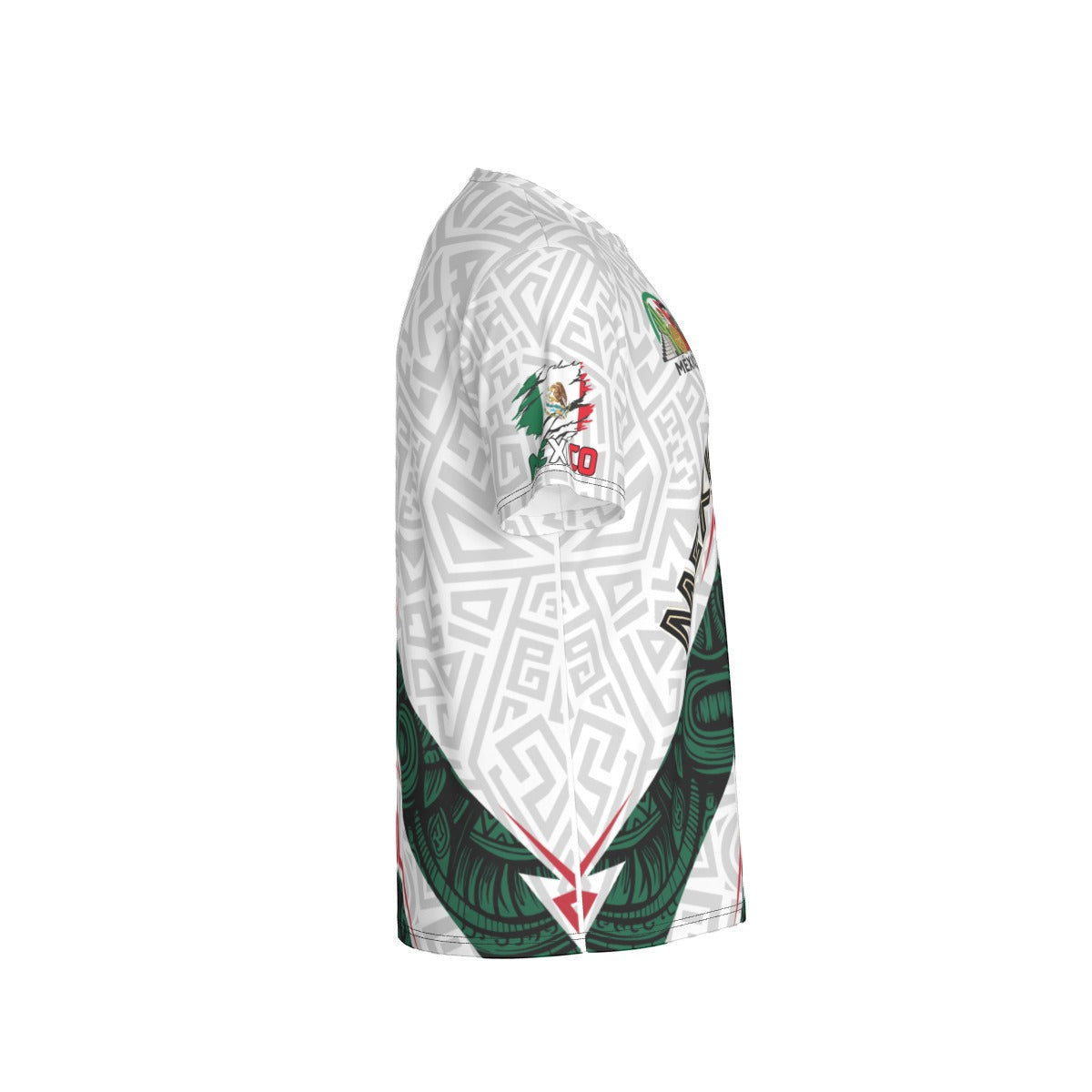 Camiseta México diseño azteca moderno | Playera deportiva cuello redondo verde blanco