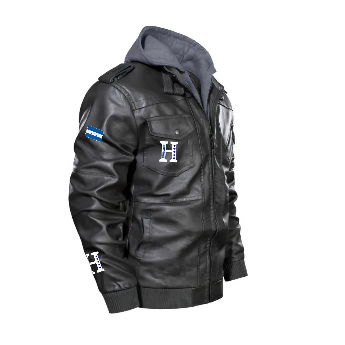 Chaqueta Tipo Cuero Honduras con Capucha Removible – Estilo Casual y Deportivo