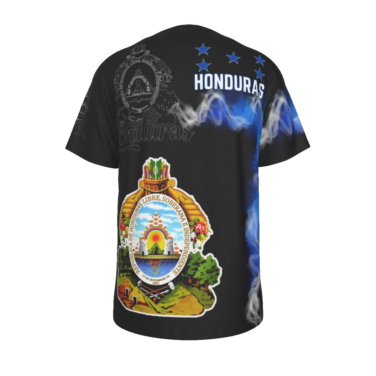 Camiseta Honduras Escudo Y Humo Cultural Orgullo Patrio Unisex