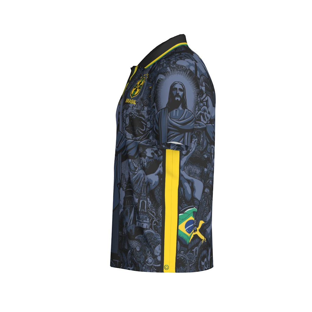 Camiseta Tipo Polo Brasil Streetwear – Cristo Redentor Urbano (Hombre)