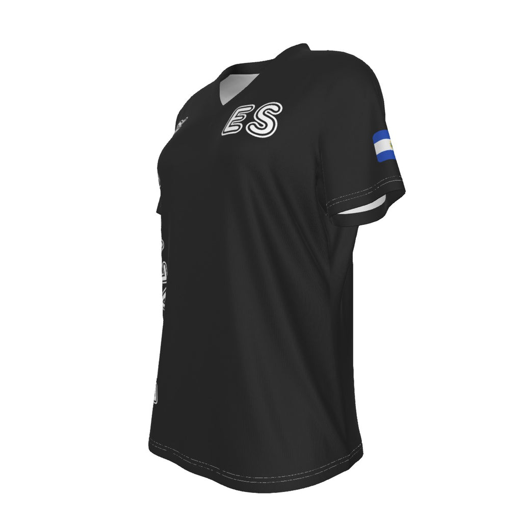 Camiseta Deportiva Mujer El Salvador – V-Neck Estilo Deportivo Premium