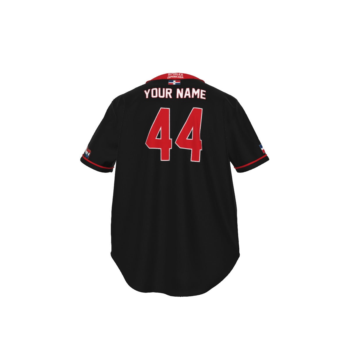 Camiseta Tipo Jersey República Dominicana Negra Personalizable con Nombre y Número