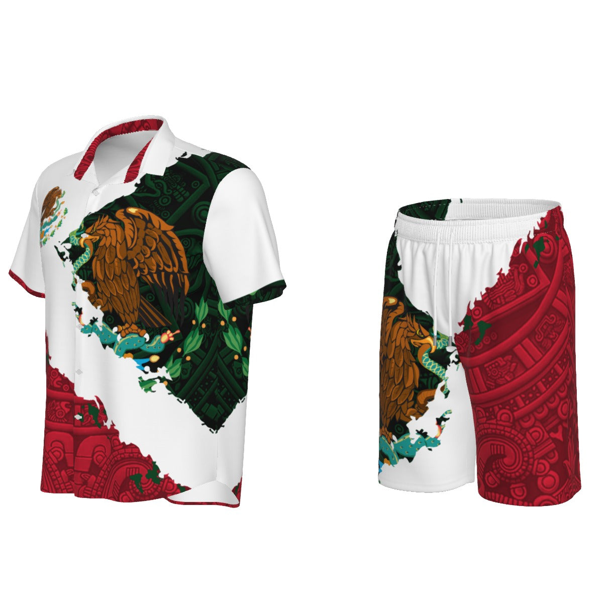 Conjunto Hawaiano Mexico Aguila Nacional Camisa y Short Hombre