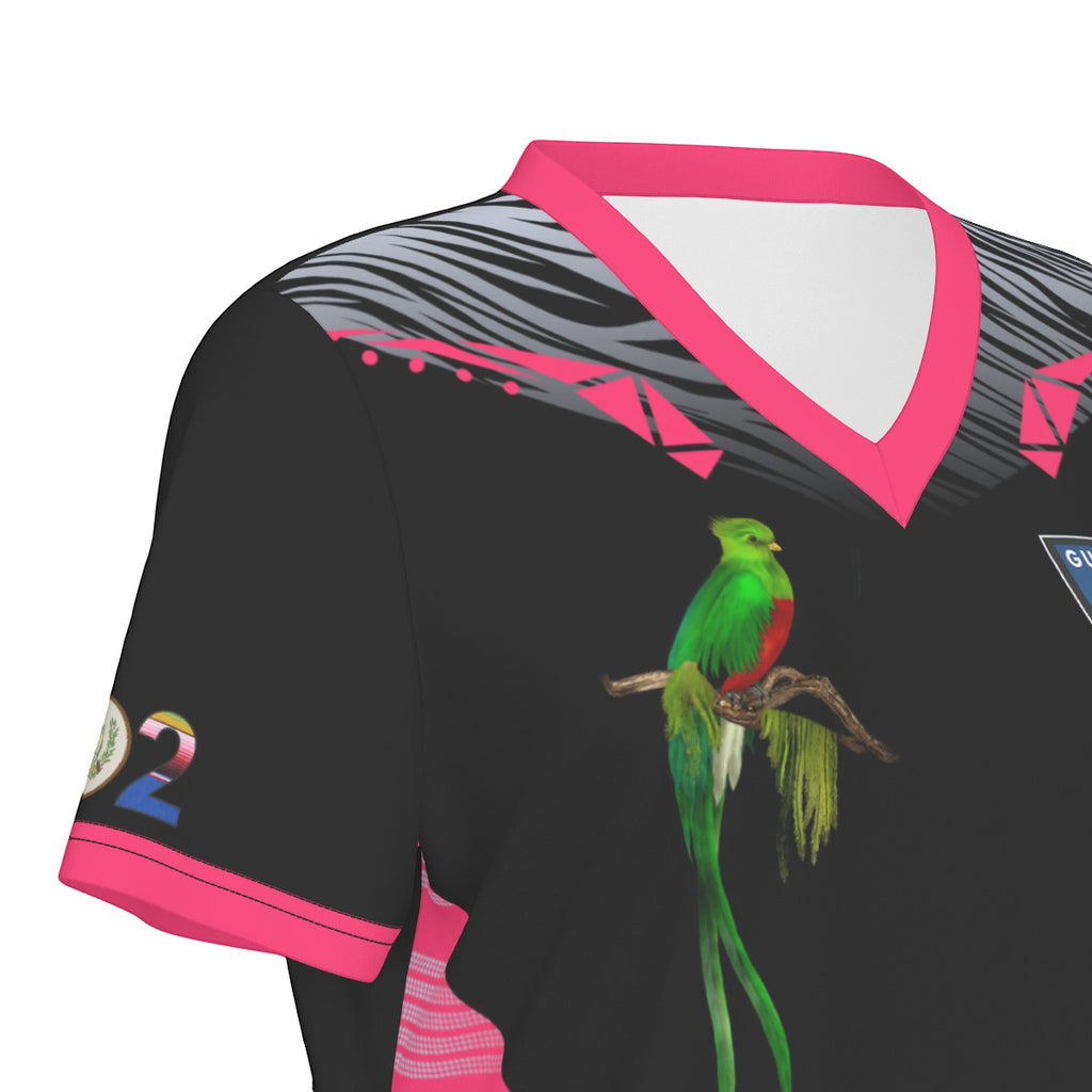 Camisa Guatemala Ave Nacional Negra Detalles Rosa Mujer