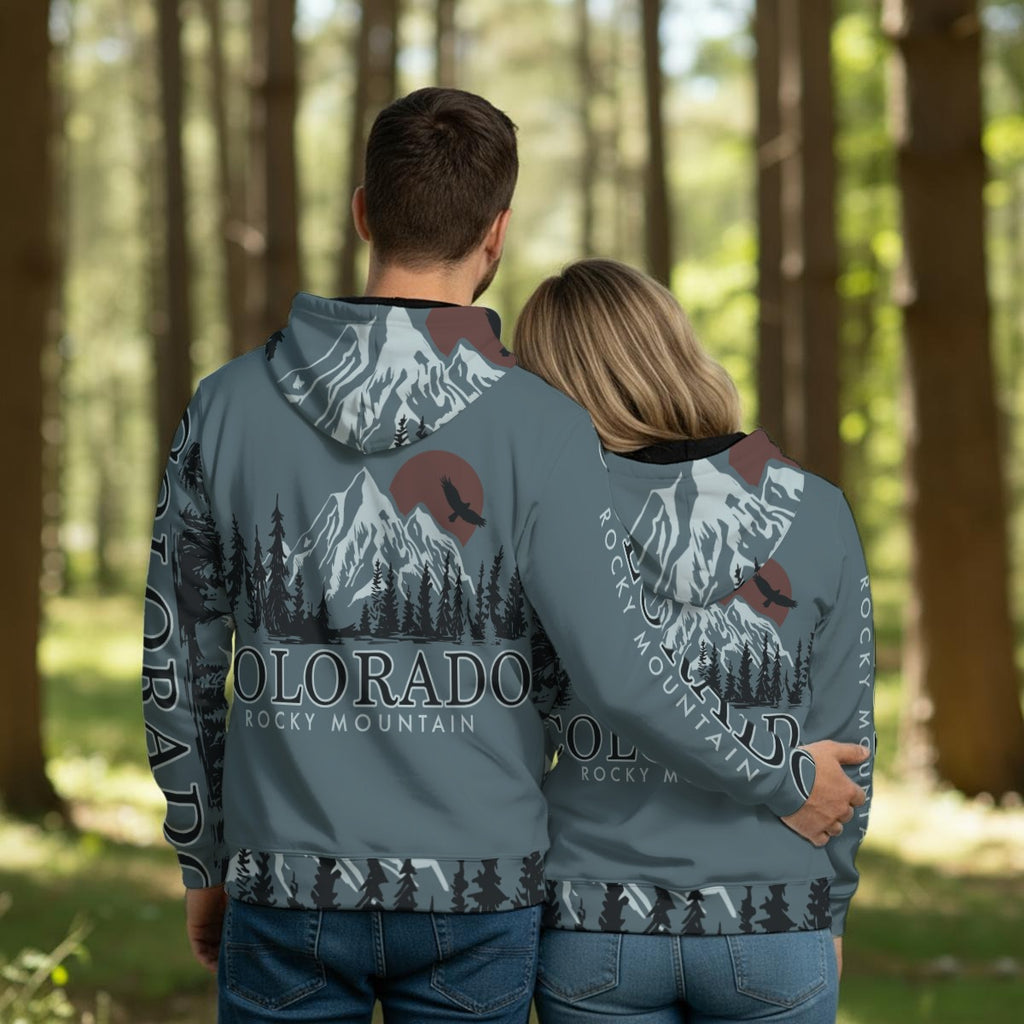 Sudadera Colorado Rocky Mountains con paisaje de montañas y bosque