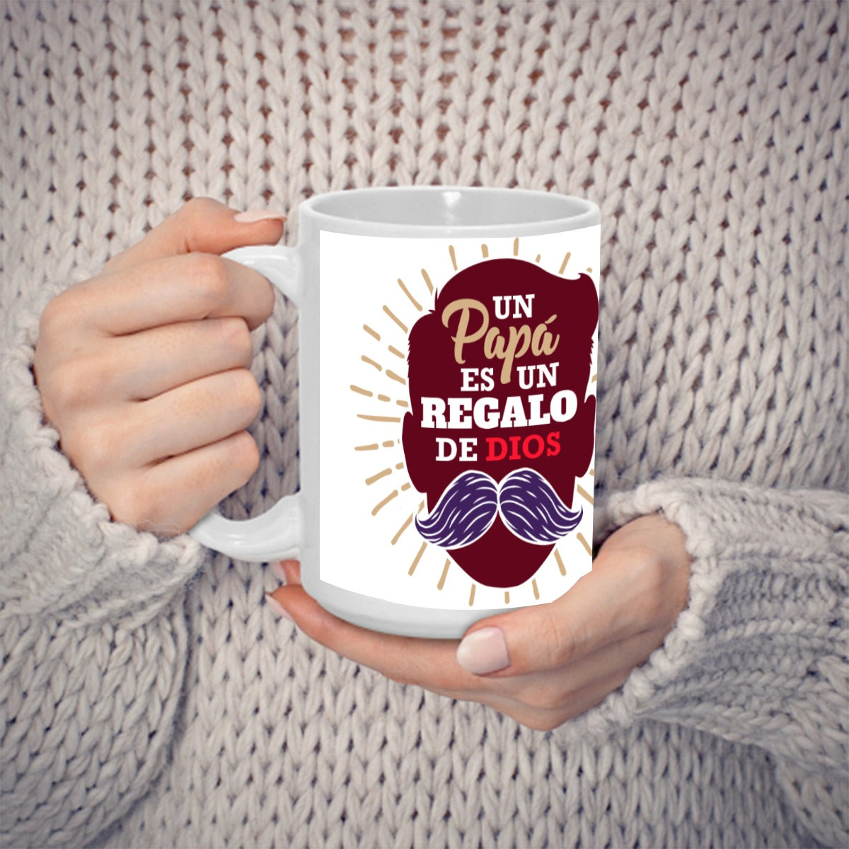 Taza 15 onz Papá Es Un Regalo de Dios – Mug Blanco de Cerámica Personalizado