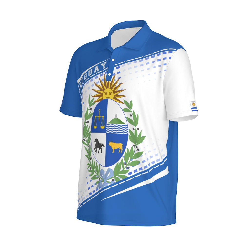 Polo Uruguay Premium para Hombre – Diseño Bandera y Escudo Nacional