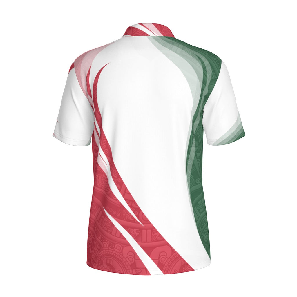 Camisa Polo México Escudo Nacional Tricolor Elegante Hombre