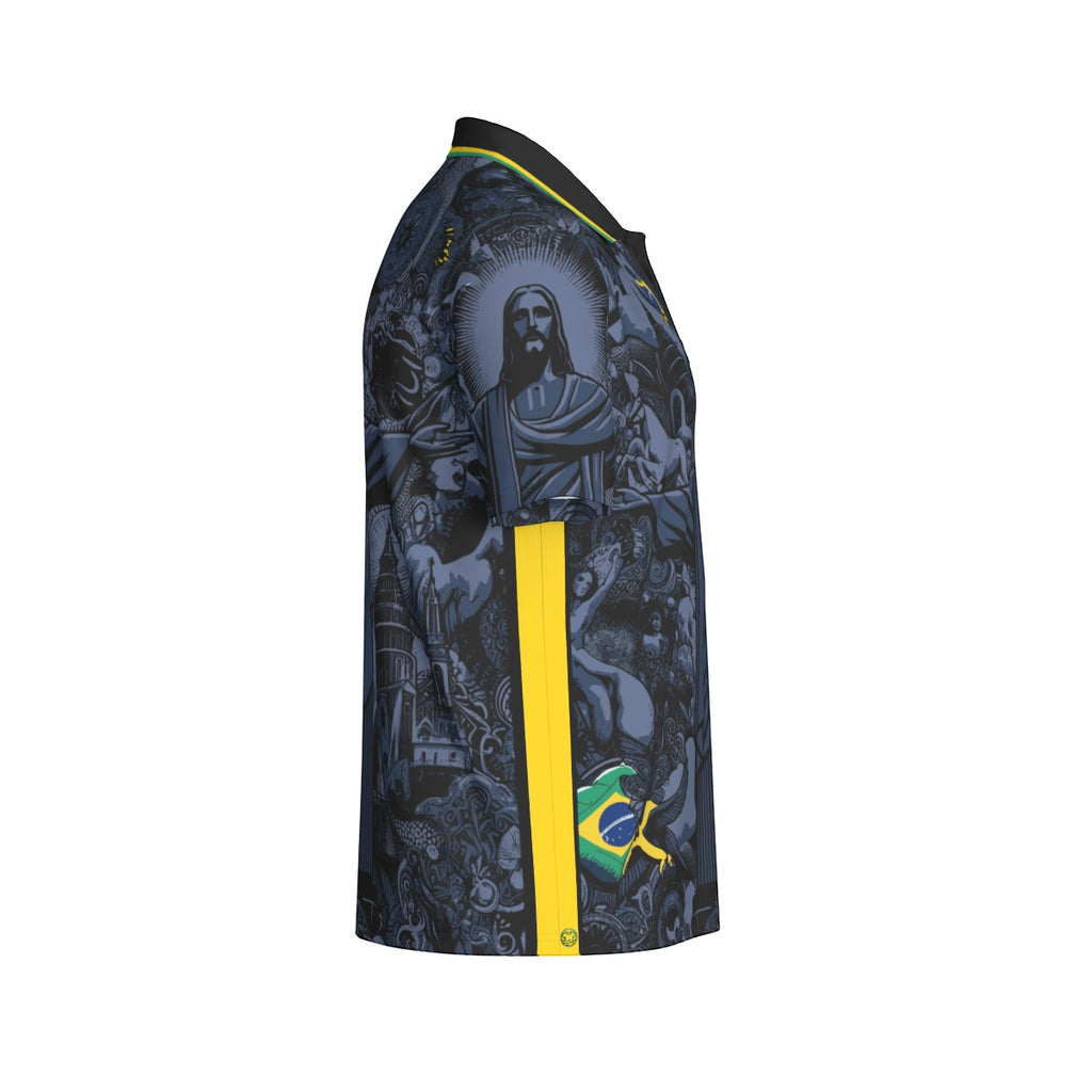 Camiseta Tipo Polo Brasil Streetwear – Cristo Redentor Urbano (Hombre)