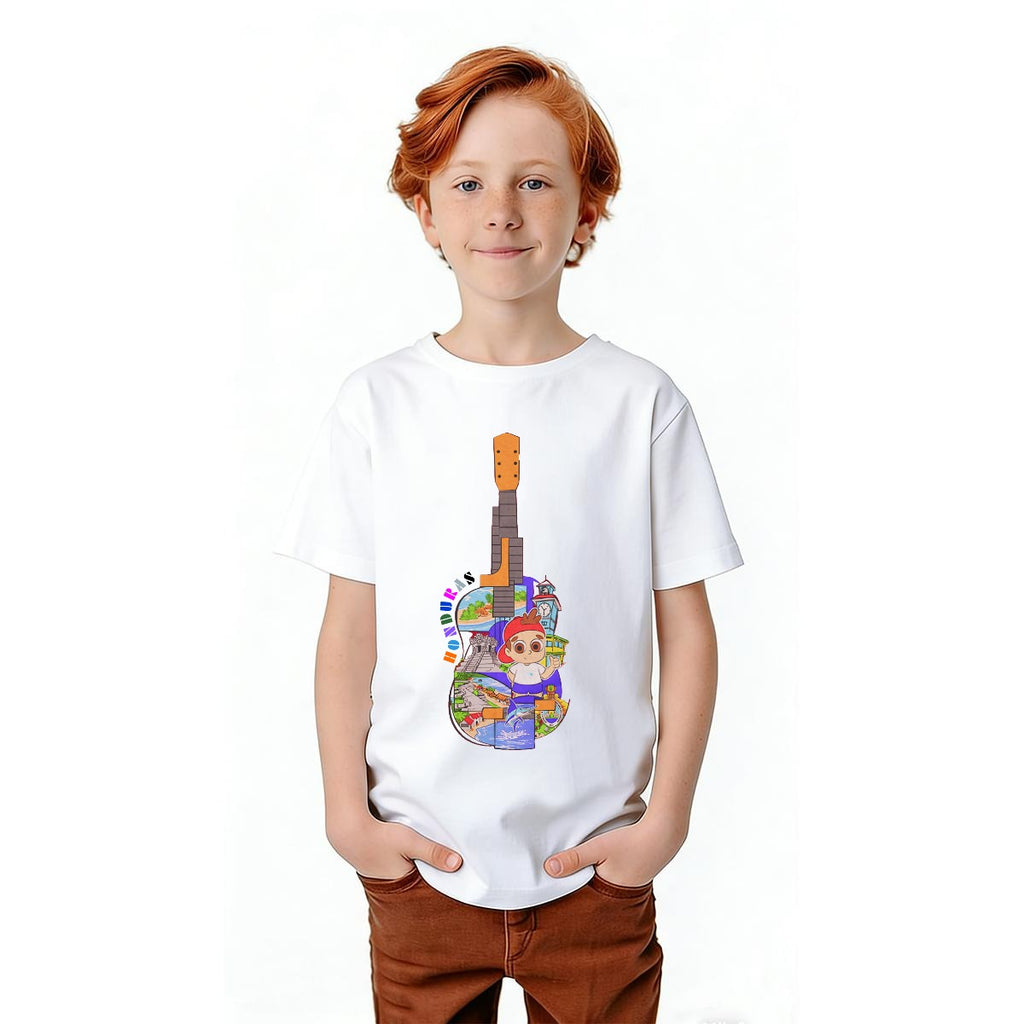 Camiseta Infantil Honduras Guitarra Cultural – Playera Kids Orgullo Hondureño Gildan 5000B