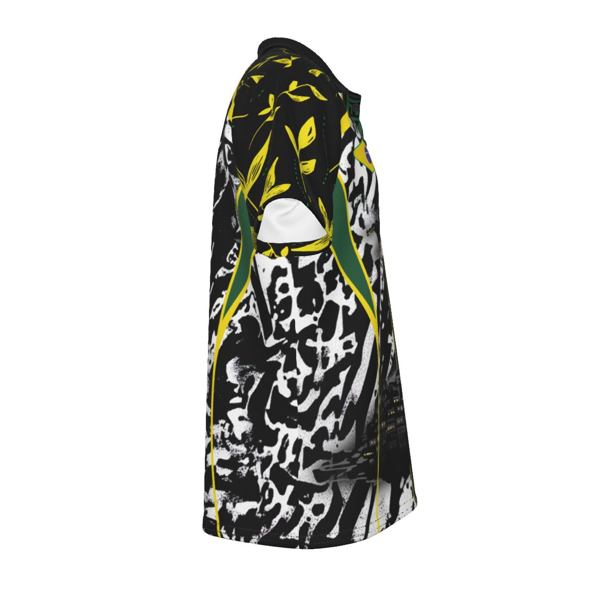 Polo Brasil negro moderno con detalles verde y amarillo | Camisa deportiva elegante estilo urbano