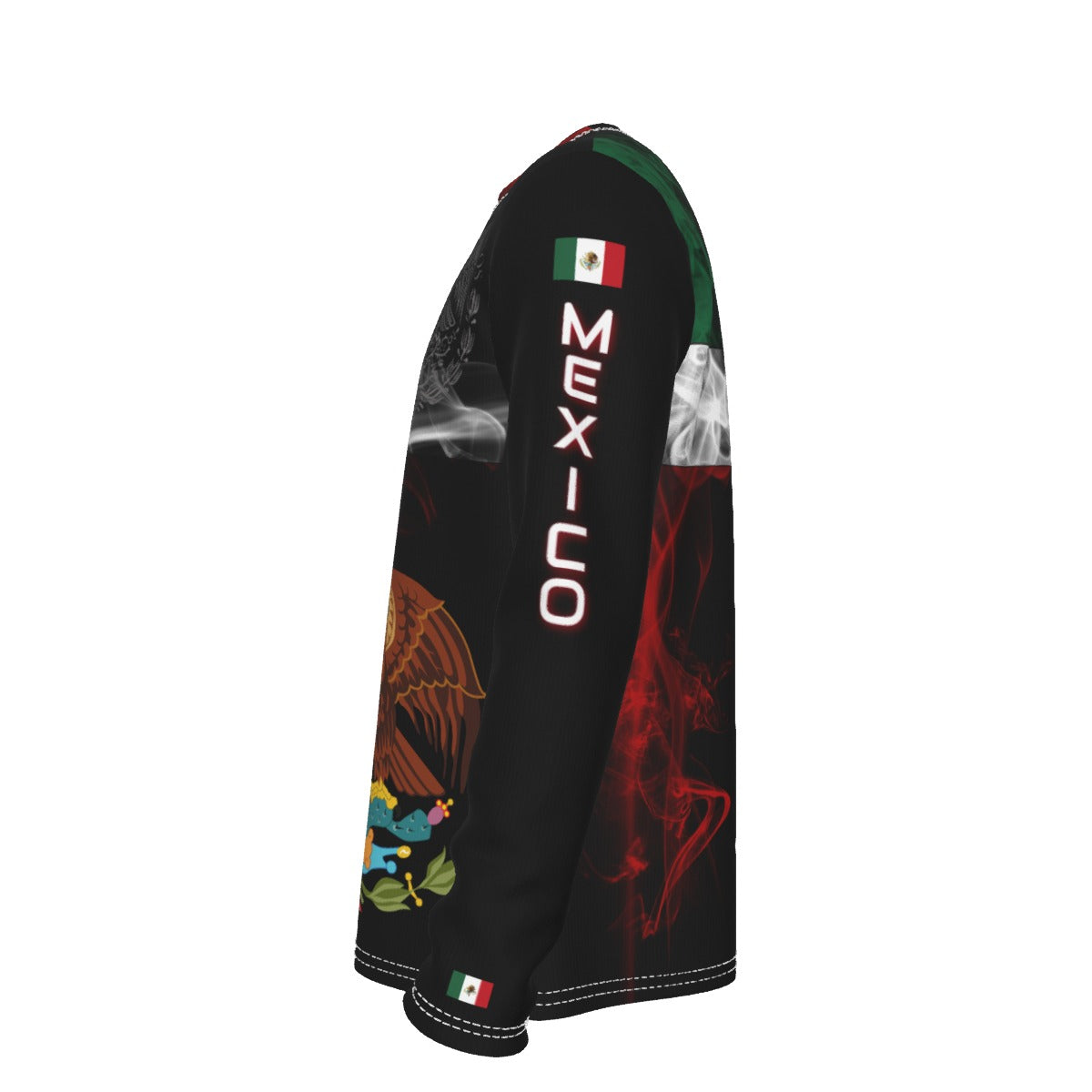 Camiseta de México de Manga Larga Premium con Diseño de Escudo y Bandera de Humo