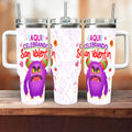 Taza y Tumbler San Valentin “Aquí Celebrando San Valentín”  Edición Divertida