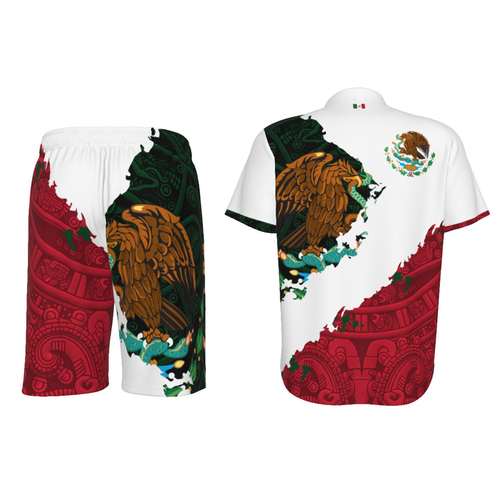Conjunto Hawaiano Mexico Aguila Nacional Camisa y Short Hombre