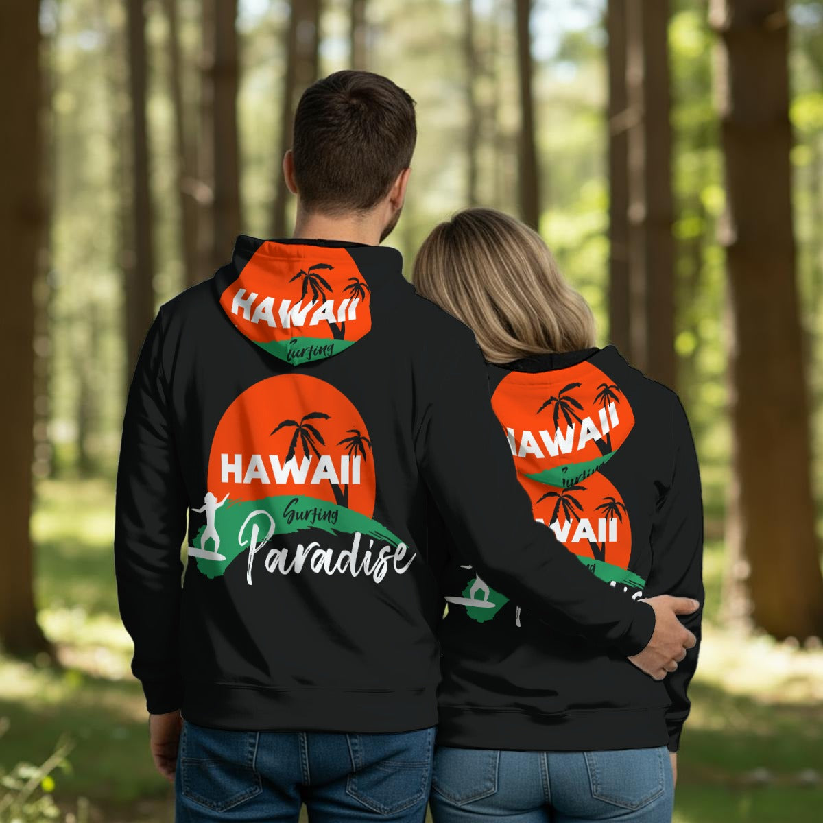 Sudadera con capucha Hawaii Paradise con palmeras y atardecer tropical