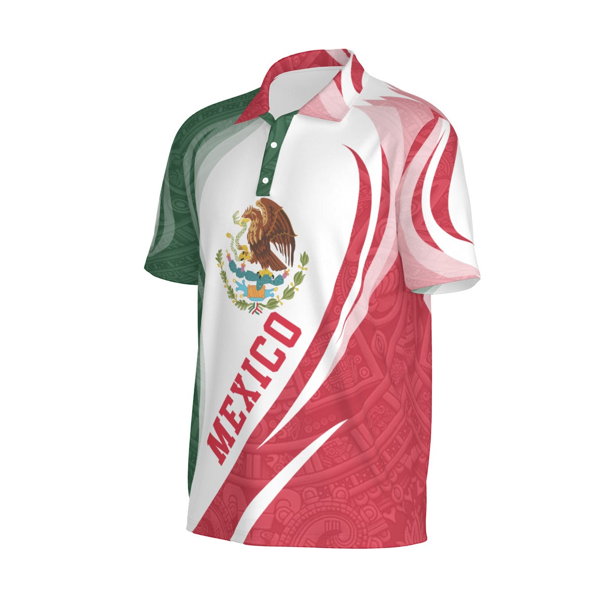 Camisa Polo México Escudo Nacional Tricolor Elegante Hombre