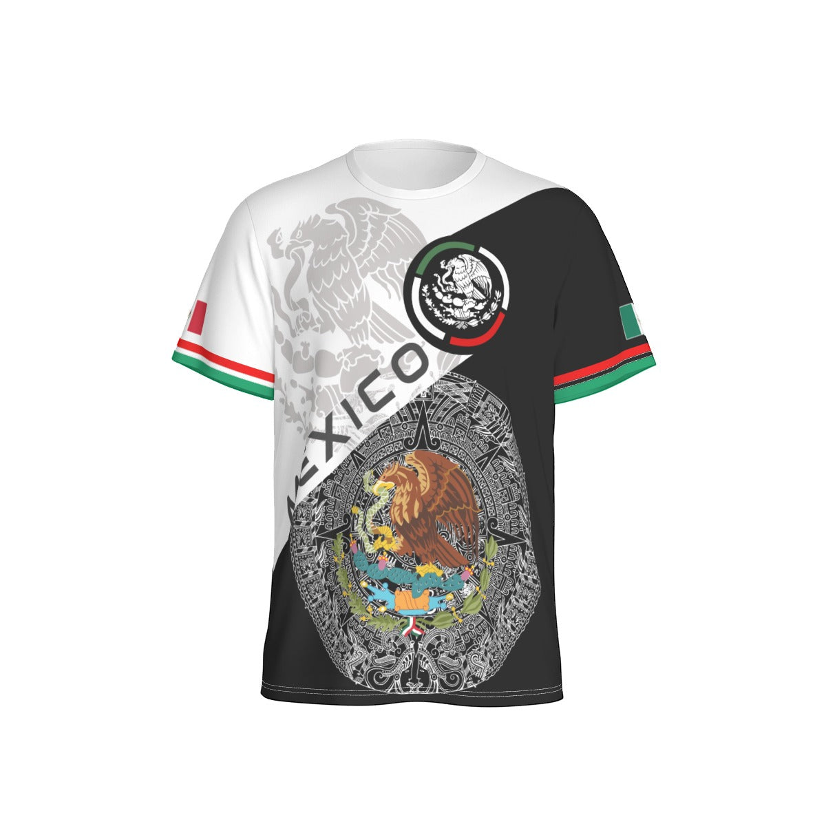 Camiseta México Escudo Nacional y Arte Prehispánico Unisex