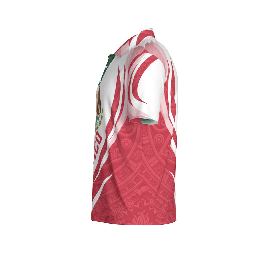 Camisa Polo México Escudo Nacional Tricolor Elegante Hombre