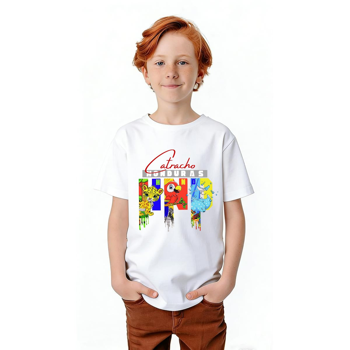 Camiseta Infantil Catracho Honduras – Playera Kids Orgullo Hondureño Diseño Colorido Gildan 5000B