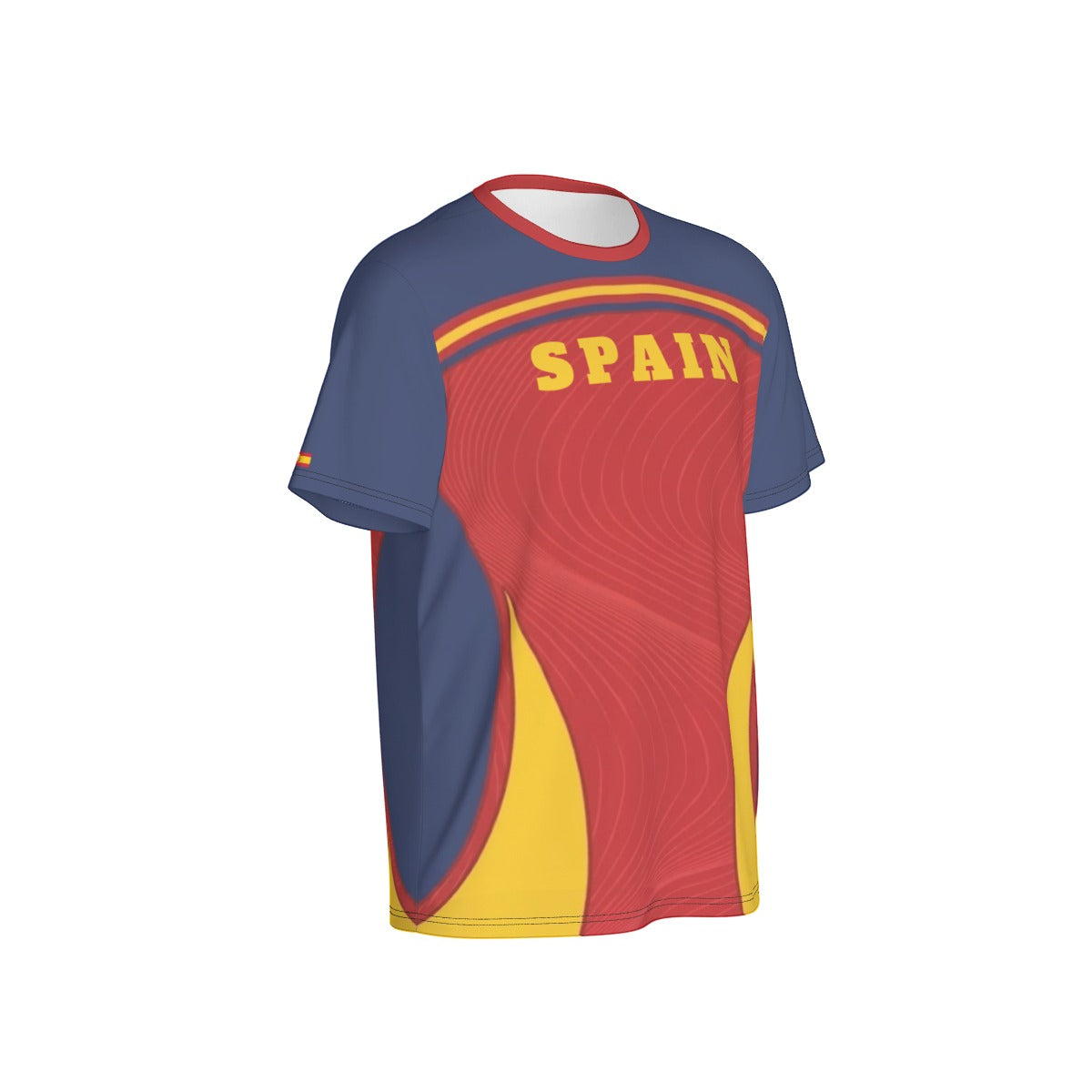 Camiseta Deportiva de España con Diseño de Líneas Onduladas y Ajuste Premium
