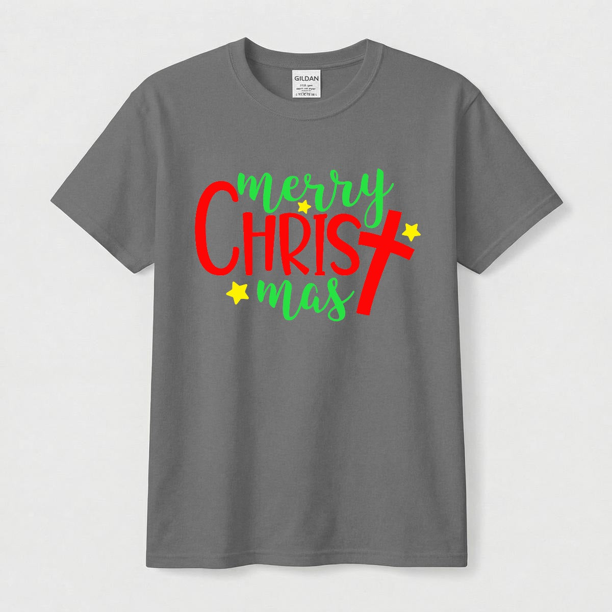 Camiseta Navideña 'Merry Christ-mas' Cruz Cristiana