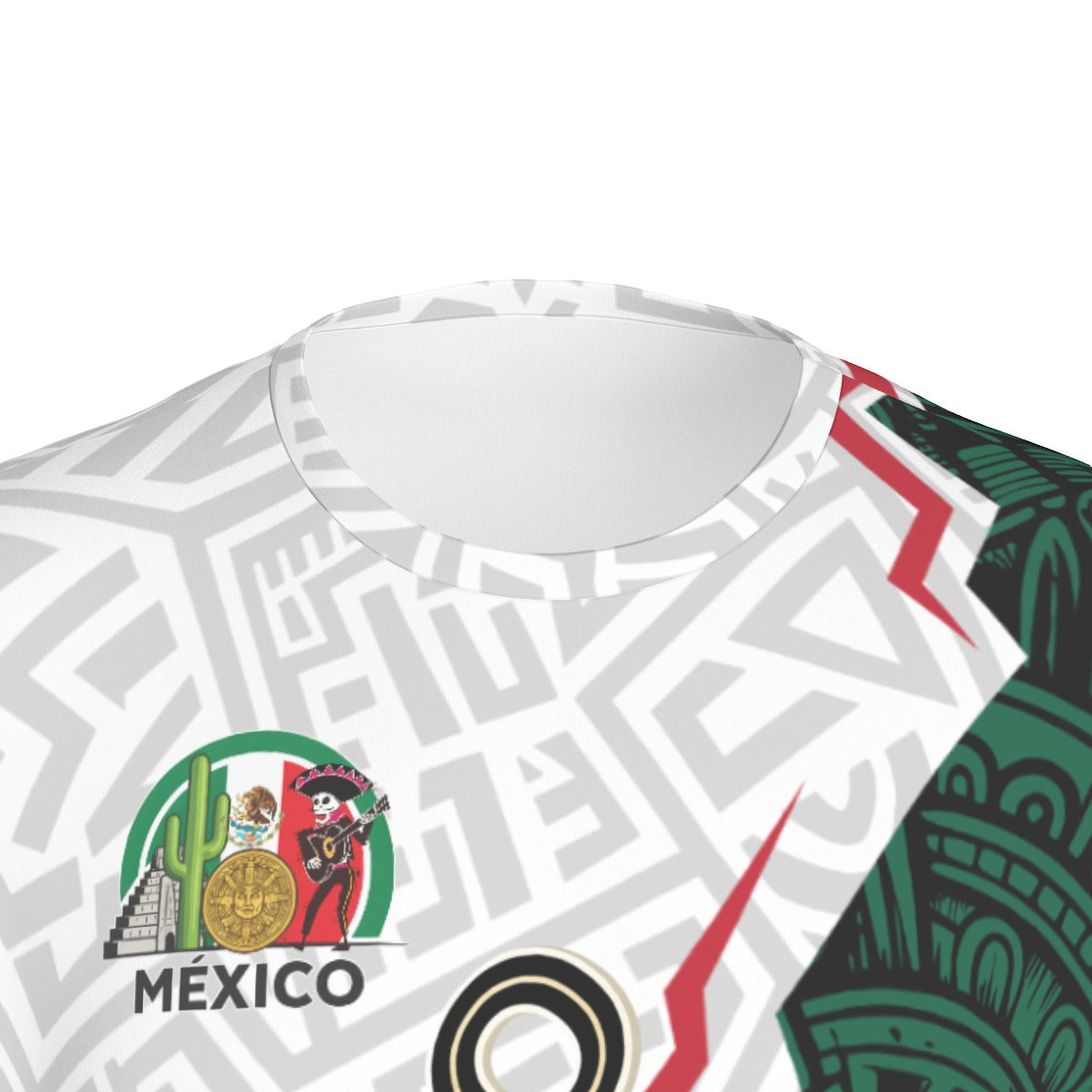 Camiseta México diseño azteca moderno | Playera deportiva cuello redondo verde blanco