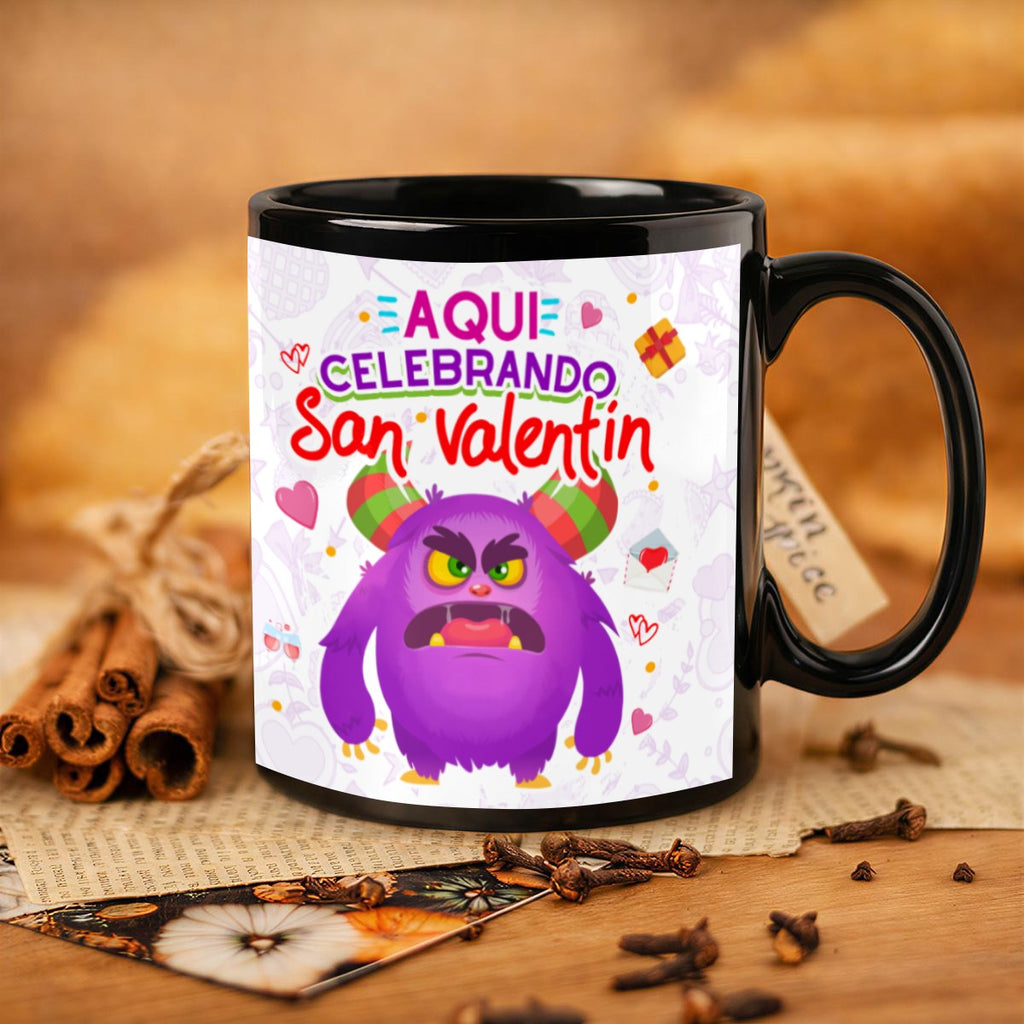Taza y Tumbler San Valentin “Aquí Celebrando San Valentín”  Edición Divertida