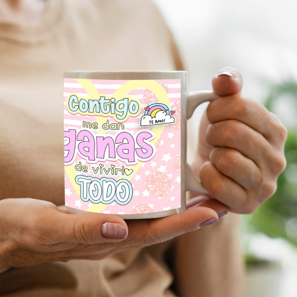 Tumbler -TazaContigo Me Dan Ganas de Vivirlo Todo – Colección San Valentin