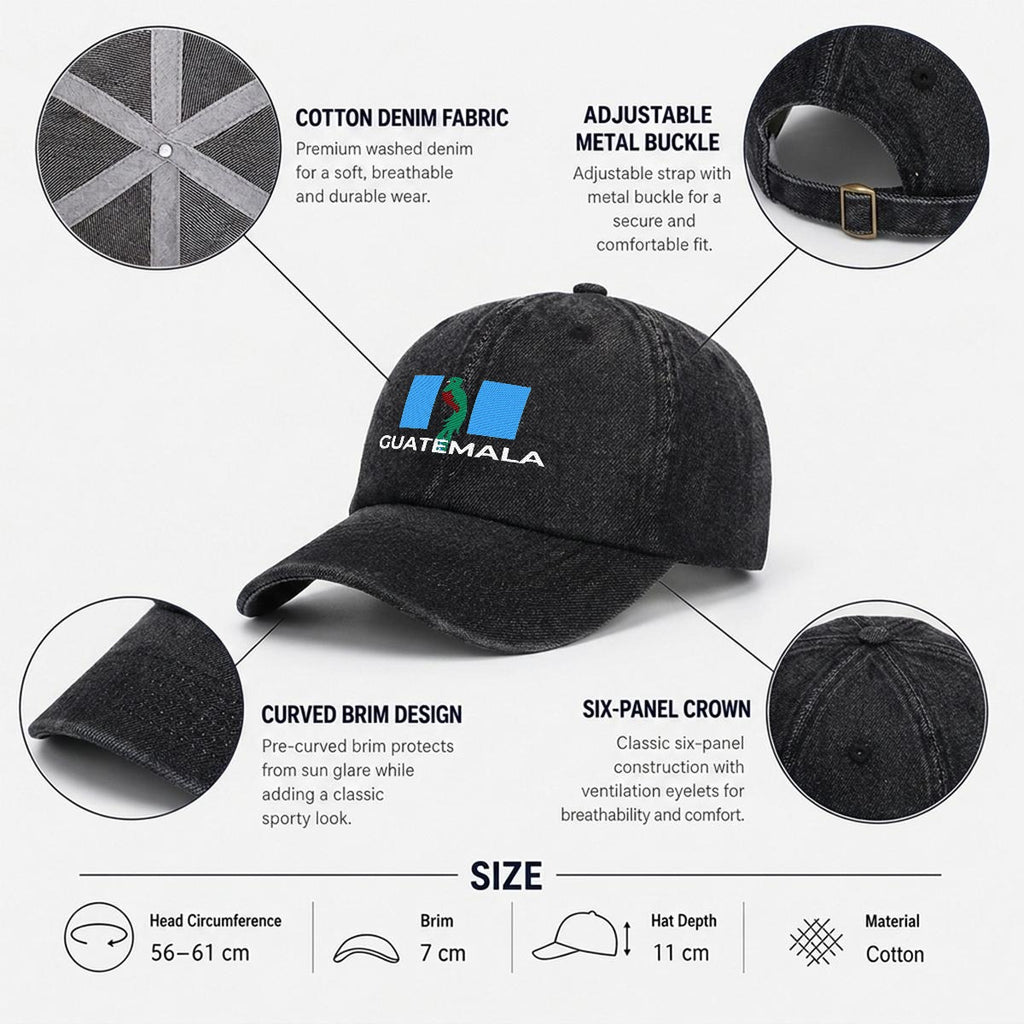 Gorra de Guatemala Bordada Premium de Algodón con Diseño de Quetzal Estilo Vintage