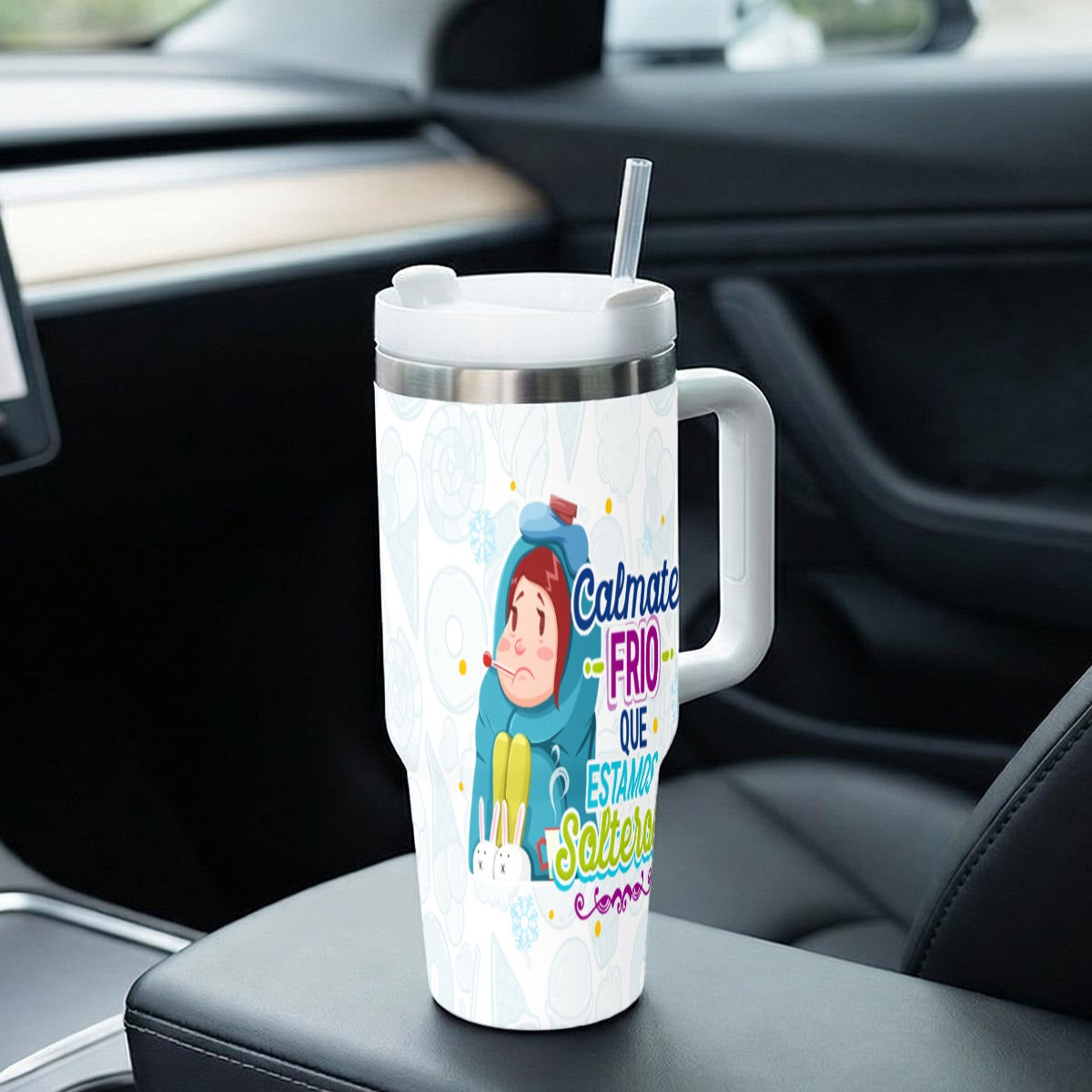 Taza y Tumbler Divertido  Cálmate Frío que Estamos Solteros San Valentin