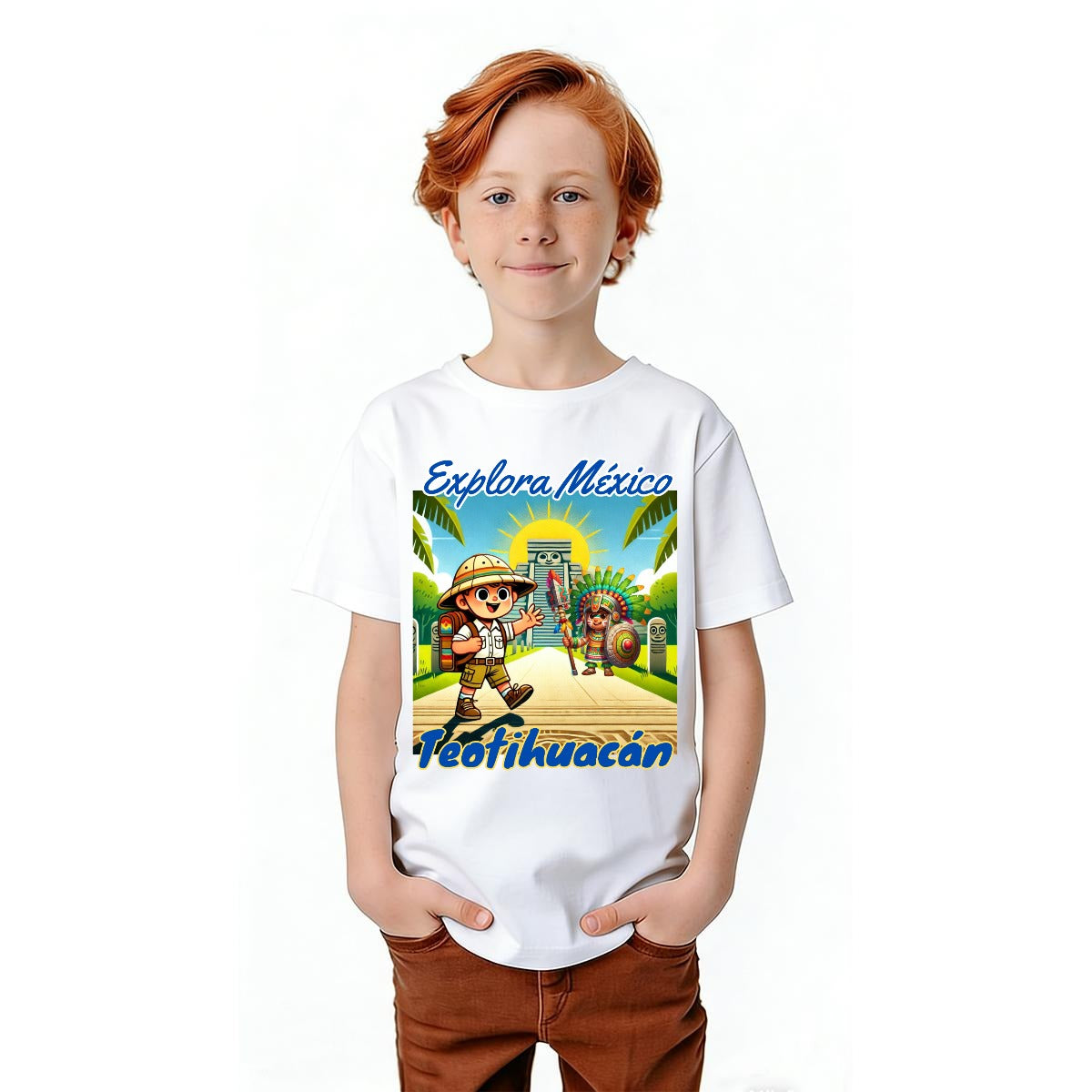 Camiseta Juvenil Explora México Teotihuacán Diseño Infantil