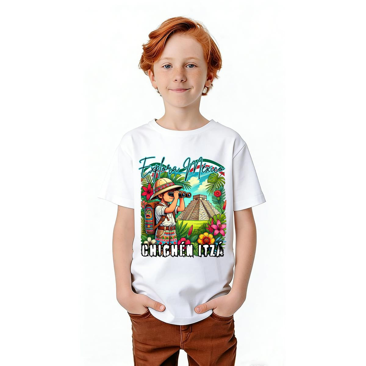 Camiseta Infantil Explora México Chichén Itzá Diseño Infantil