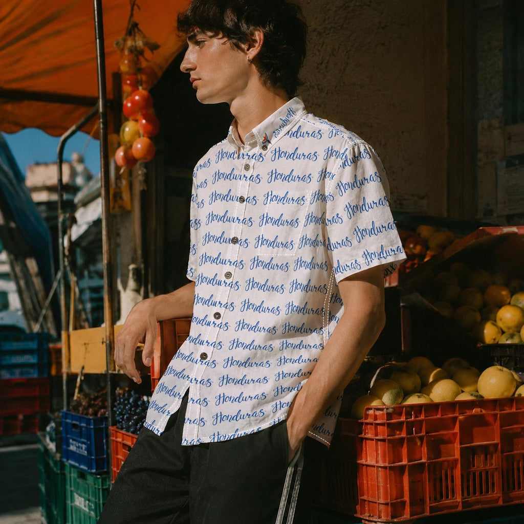 Camisa de Honduras Guayabera Casual Premium de Algodón Textura Lino para Hombre