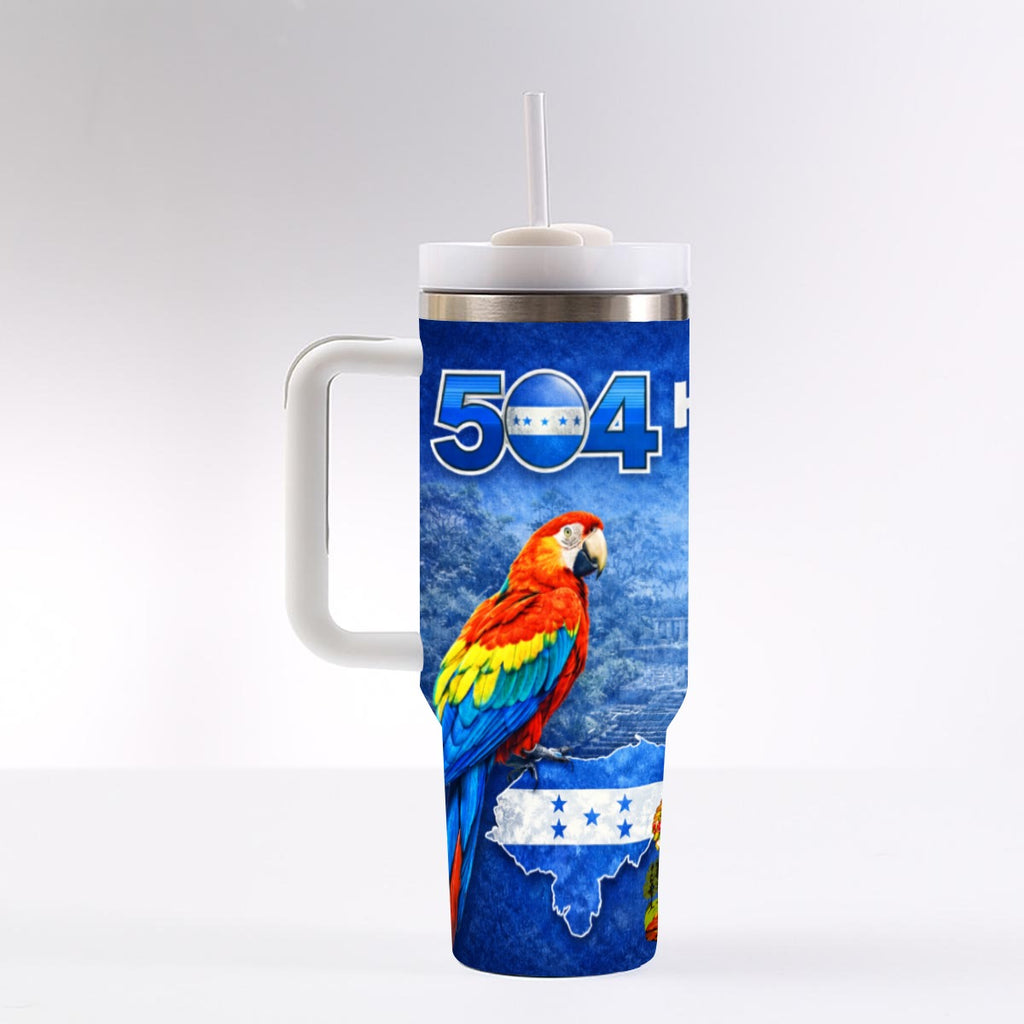 Tumbler Honduras 40 OZ Acero Inoxidable 304 con Asa y Popote – Tumbler Patriótico Catracho