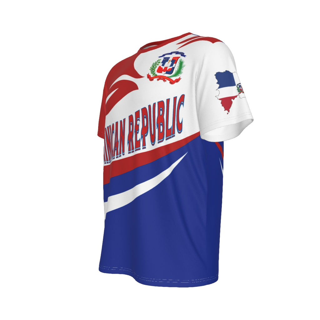 Camiseta República Dominicana  Patriótica – Tricolor y Escudo Nacional Unisex