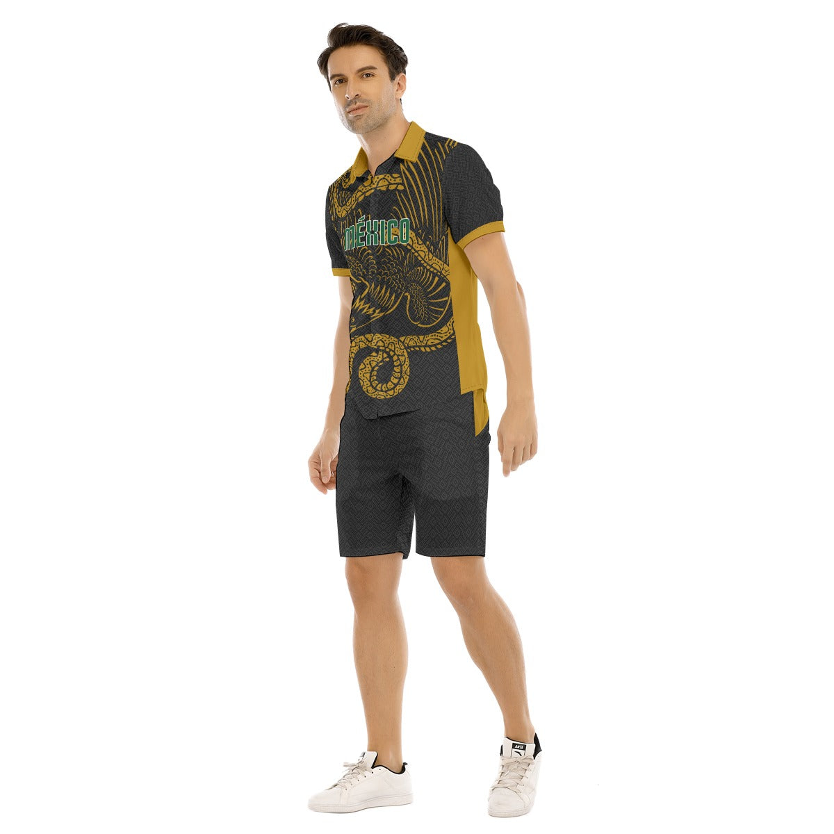 Conjunto Hawaiano Mexico Dragon Imperial Negro Hombre Set