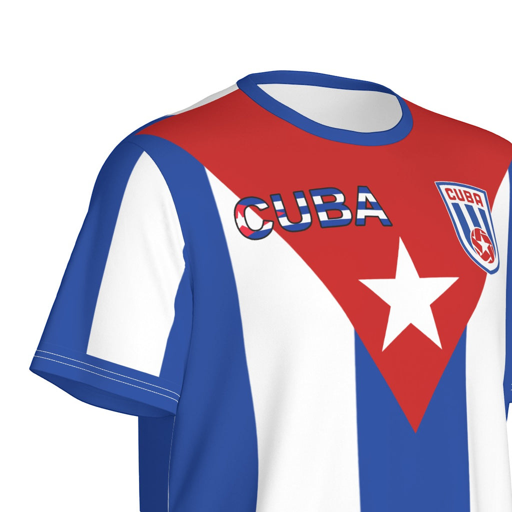 Camiseta Deportiva Cuba Bandera Azul y Blanca